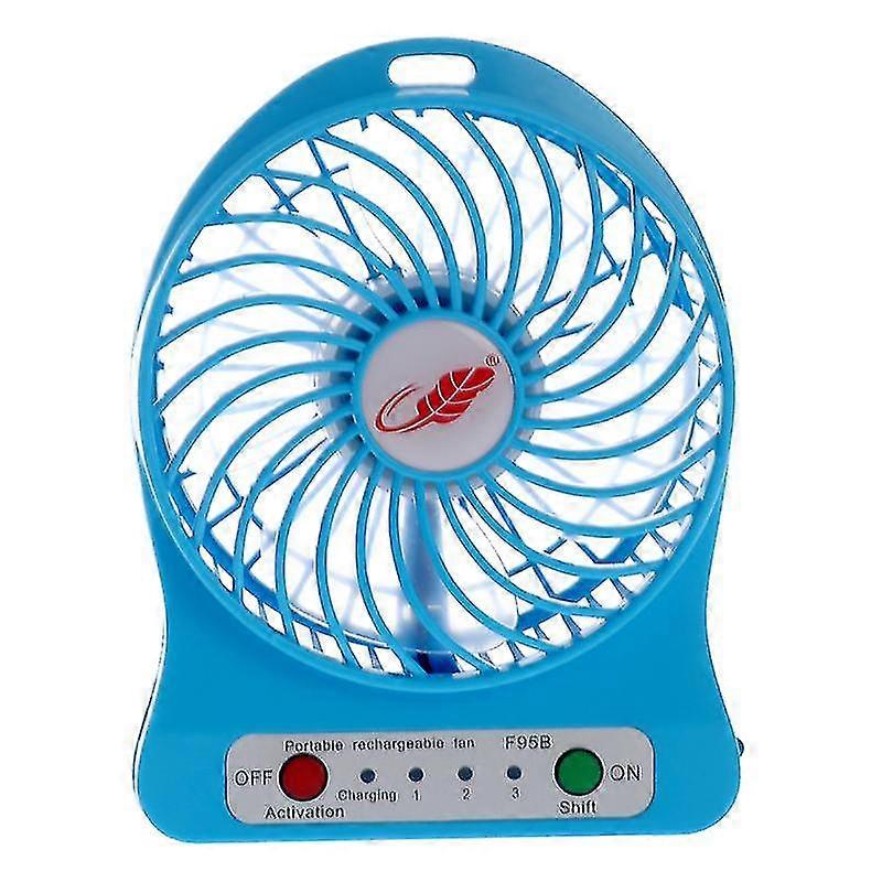 F95b Portable Usb Rechargeable 3-level Adjustable Mini Electric Fan With Led Light (blue)