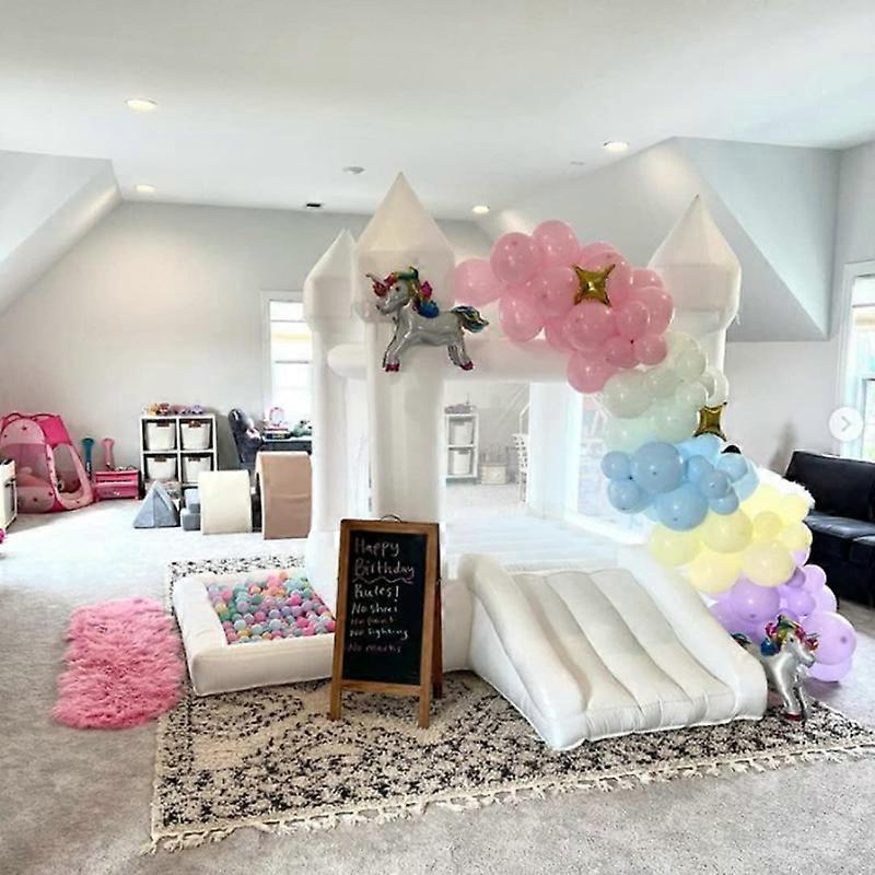 9FT White Wedding Inflatable Bounce House With Slide Bouncy Castle For Kids Jumping Party Game Trampoline With UL Blower Outdoor