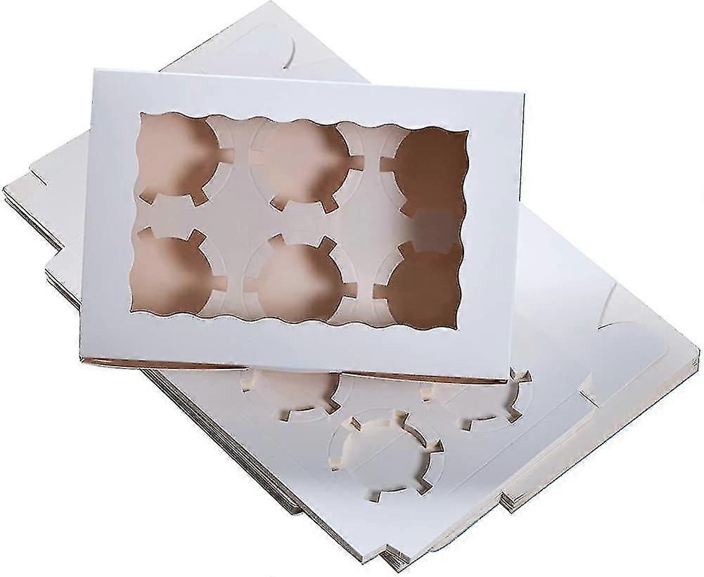 12 Pieces  Cake Boxes With 6 Compartments.White  Cake Boxes With Pvc