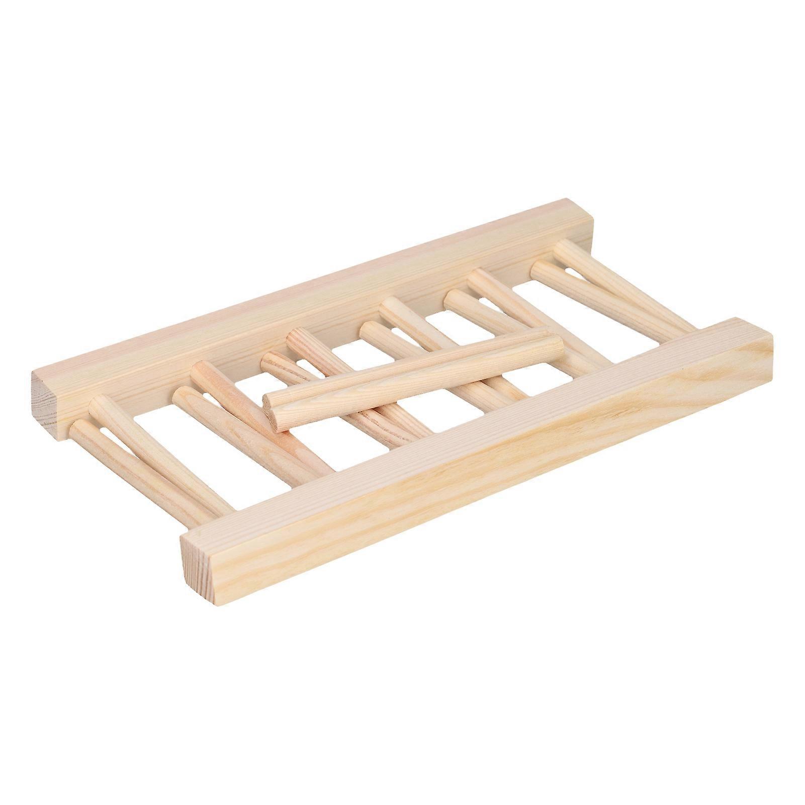 Portable Pine Wood Dish Plate Rack with 5 Grids - Eco-Friendly Lightweight Durable