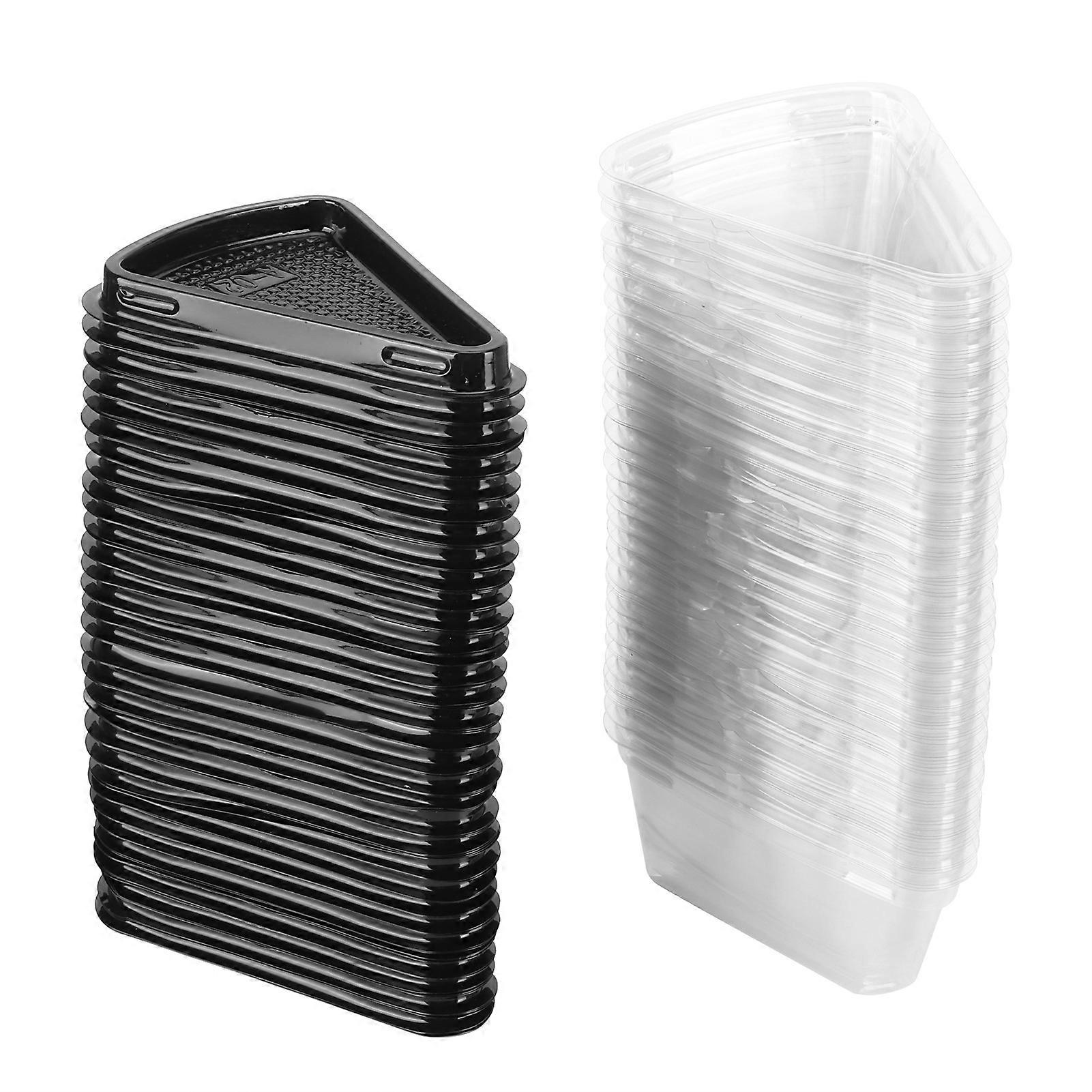 100Pcs Plastic Packing Box Triangular Cake Box Container compatible Pastry Bakery DessertBlack