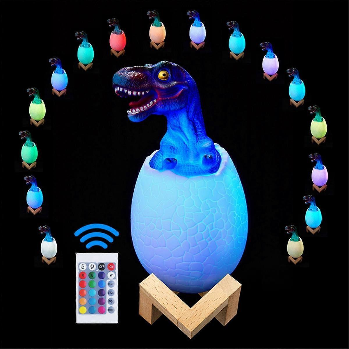 3D Night Light Tyrannosaurus Egg Desk Lamp 16 Color Touch Remote Control Cartoon Table Lamps for Ki