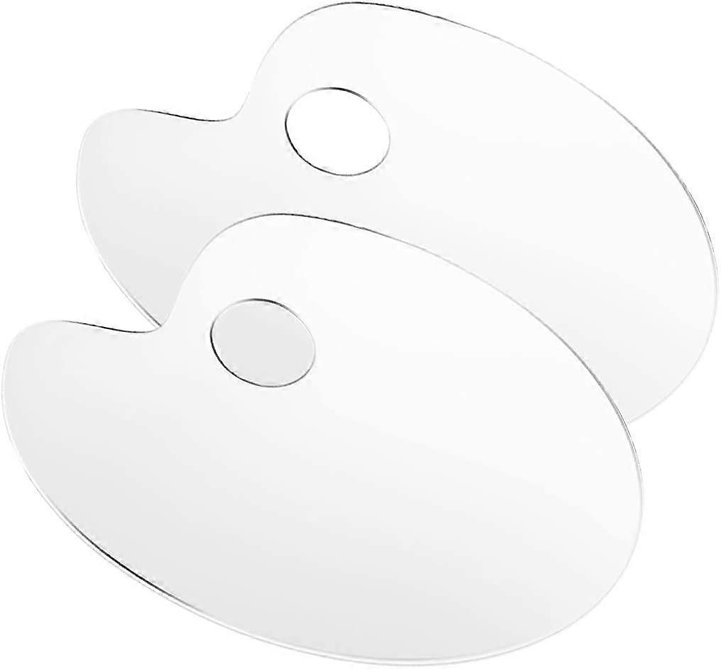 Dww-Palette d'artiste akrillike 2 db 6 * 10 pouces / 15 x 25 cm Palette d'huile antiadhsive ovale transparente Palette de peinture mixte transparen