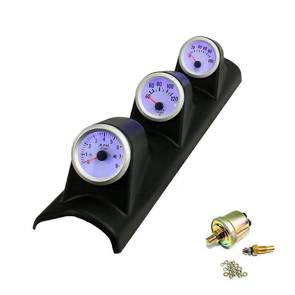52mm Triple Gauge Kit Στροφόμετρο Μετρητής θερμοκρασίας νερού Μετρητής πίεσης λαδιού με αισθητήρα 3 σε 1, αριστεροτίμονο