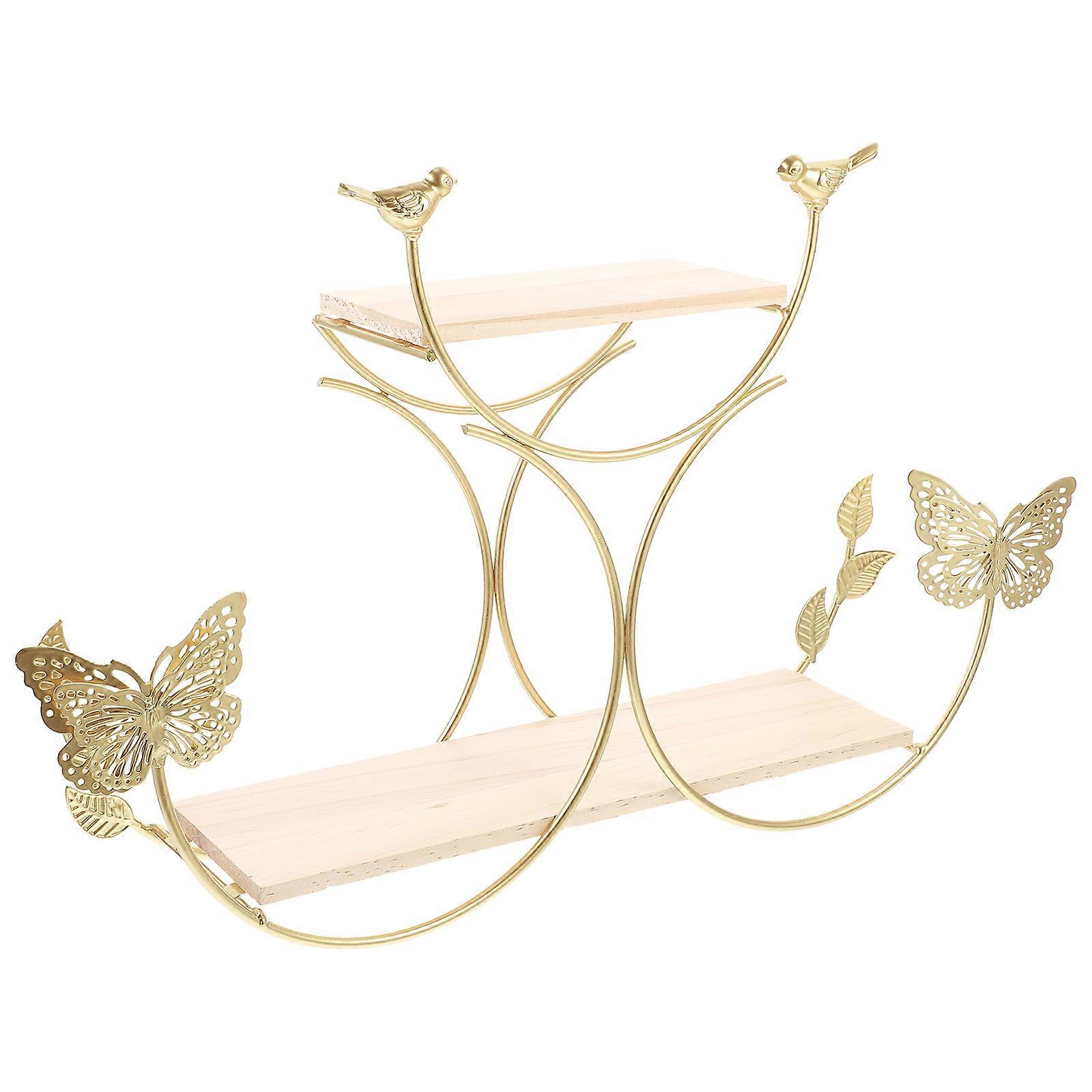 1pc מחזיק ארון אחסון לקיר ברזל מחזיק בגדים מדף קיר נורדי (מוזהב)