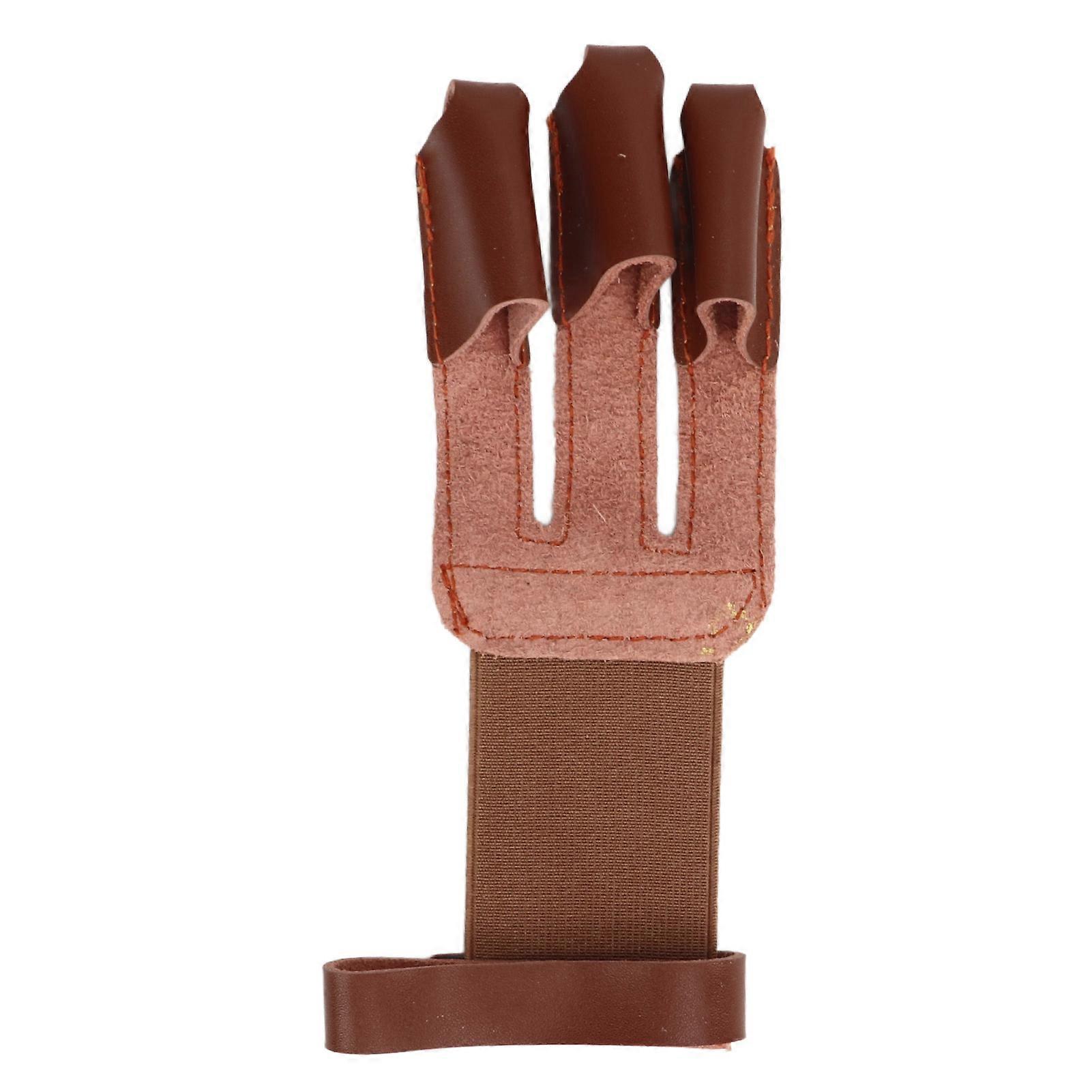 Archery Glove Cowhide Protective 3 Finger Guard Finger Tab Glove for Hunting Shooting Targeting