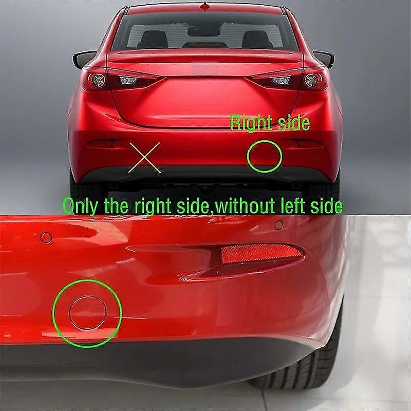 thumbnail image 2 of Front Bumper Tow Hook Cover Cap Pair For Mazda 3 Axela 2014-2016 – Black Plastic Triangle Trim 2 of 5