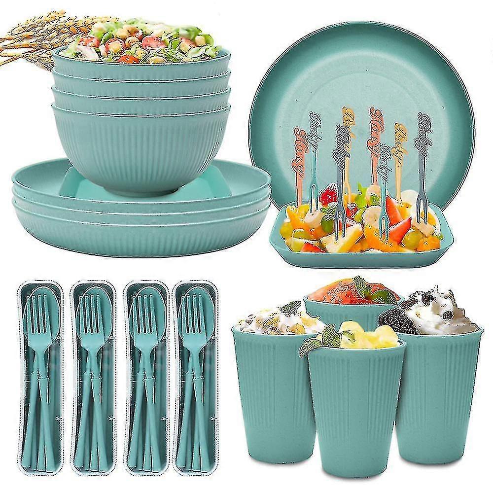 Unbreakable Dinnerware Sets Camping Plates And Bowls Set Plastic Picnic Dinner Sets