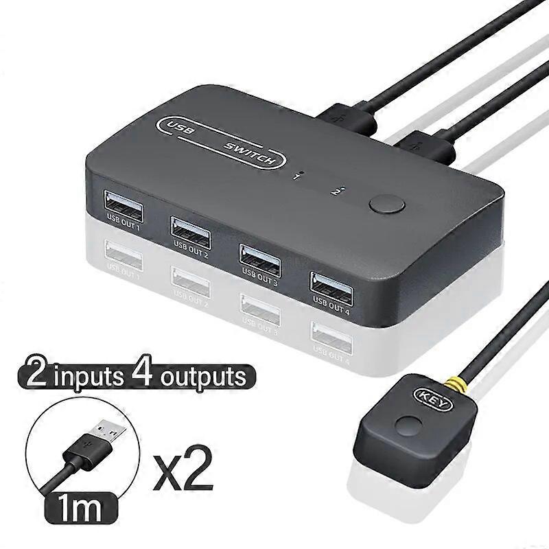 USB KVM Switch Adapter 2 Input 4 Output USB Switch KVM Switcher Printer Sharer For Computer Keyboard Mouse Sharer Controller