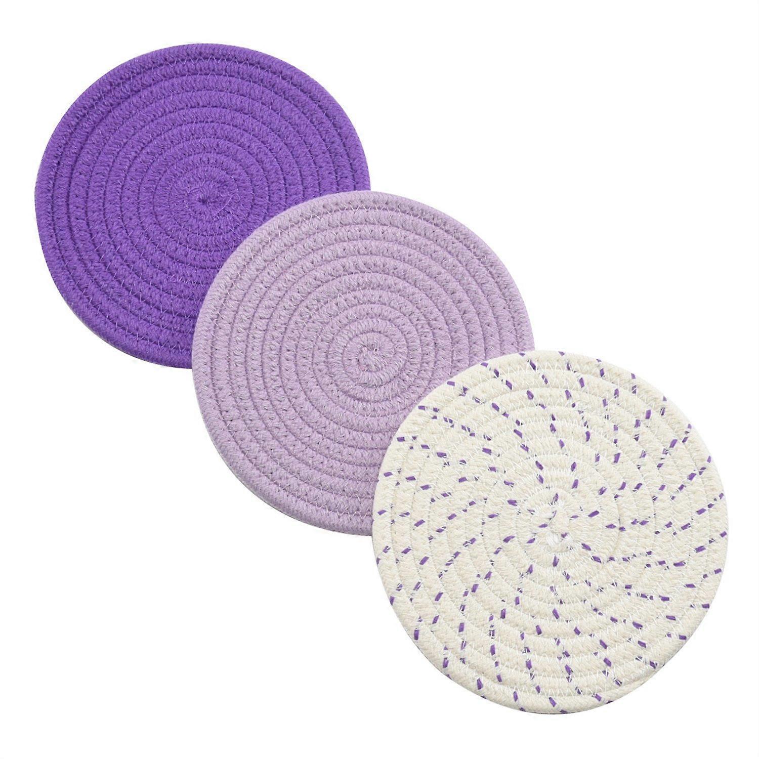 Set of 3 Trivets Pure Cotton Thread Weave for Cooking Baking