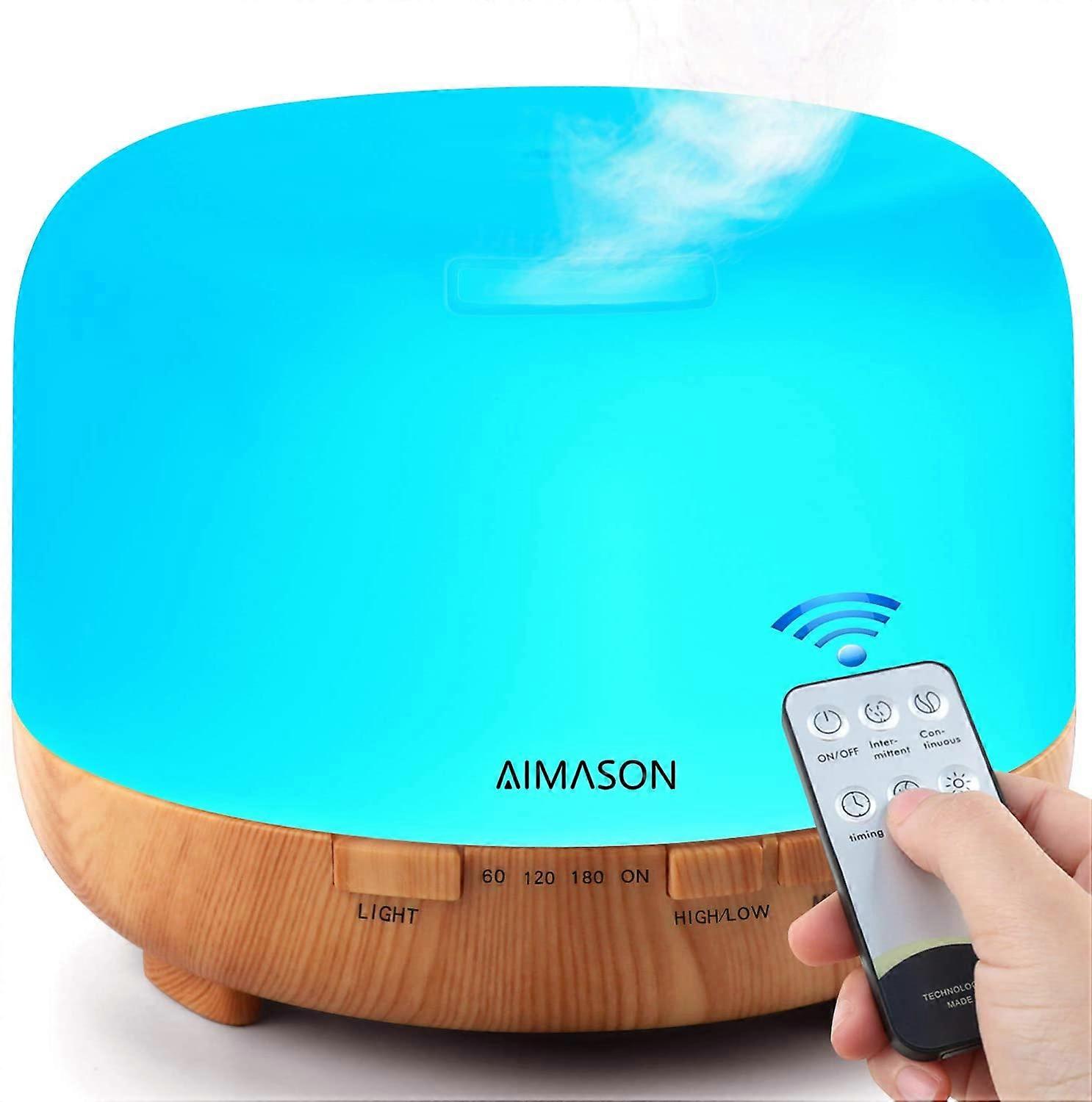 Updated Oil Diffuser, 500ML Ultrasonic Humidifier Diffuser with Remote Control, BPA-Free Diffuser