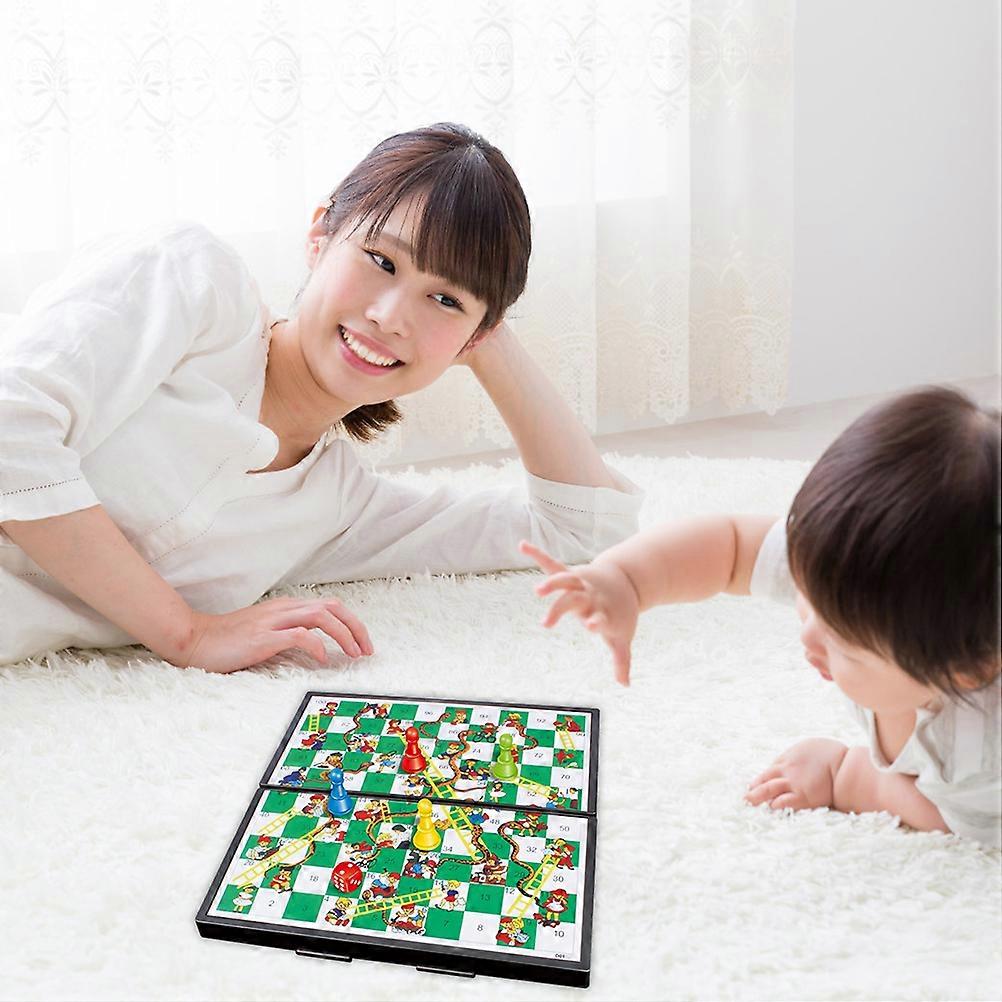 View of Magnetic Folding Snakes Board Game Set Portable Mini Family Fun Board ...