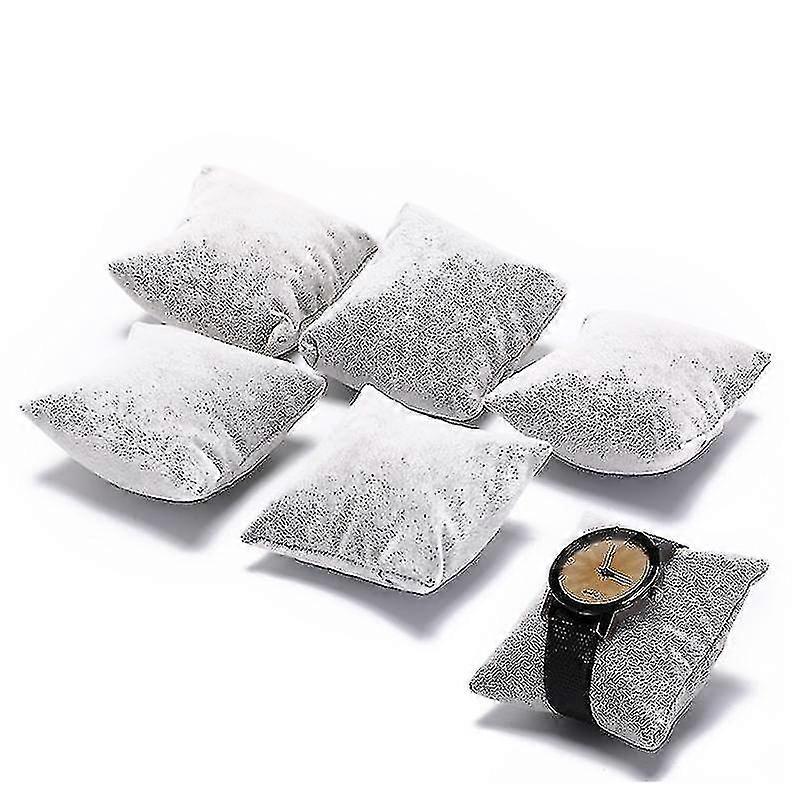 Set Of 5 Grey Velvet Watch Bracelet Pillows Cushions For Case Box Display A