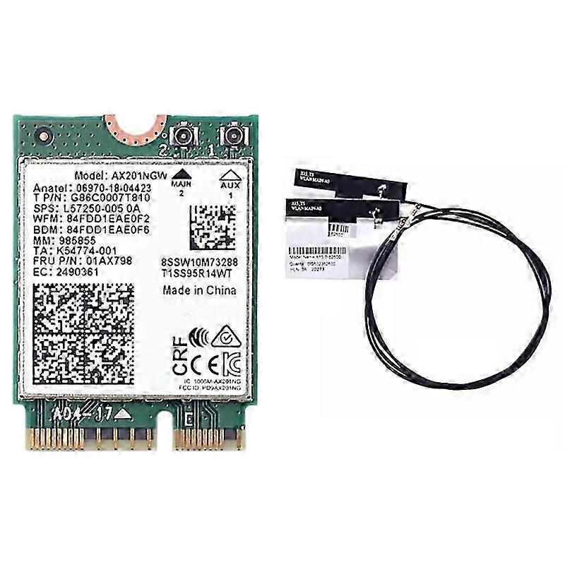 واي فاي كارد Ax201 مع هوائي واي فاي 6 3000 ميجابت في الثانية M.2 Cnvio2 بلوتوث 5.1 واي فاي محول مناسب لنظام التشغيل Windows10