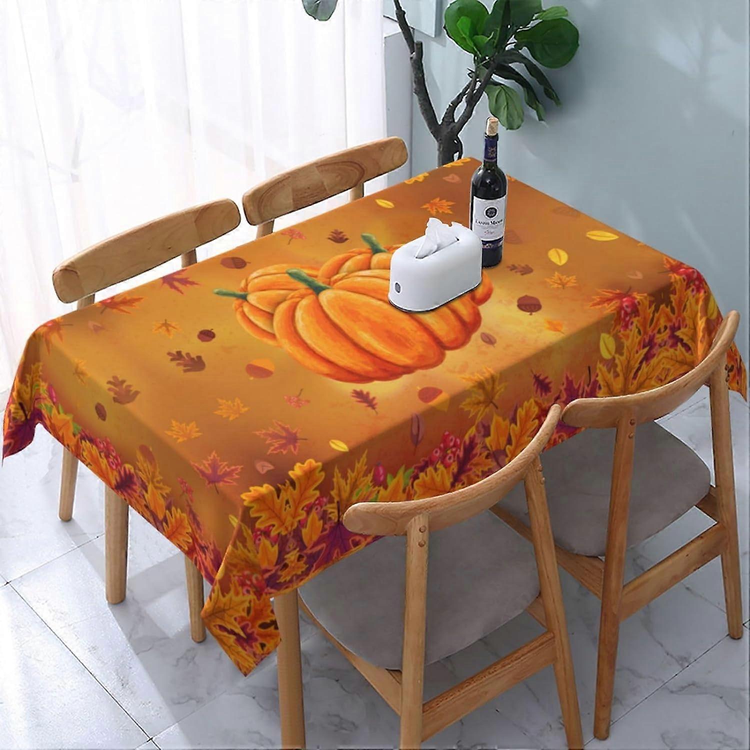 Thanksgiving Tablecloth Rectangle Table Cloth Washable Rustic Checkerboard Table Cover for Decoration Kitchen Dining Room 60x90 Inch