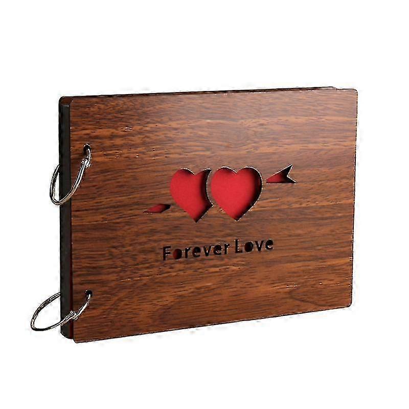 8-inch Wooden Hollow Out Scrapbook Photo Album Diy Memory Album For Valentines Day Travel Gifts (forever Love)