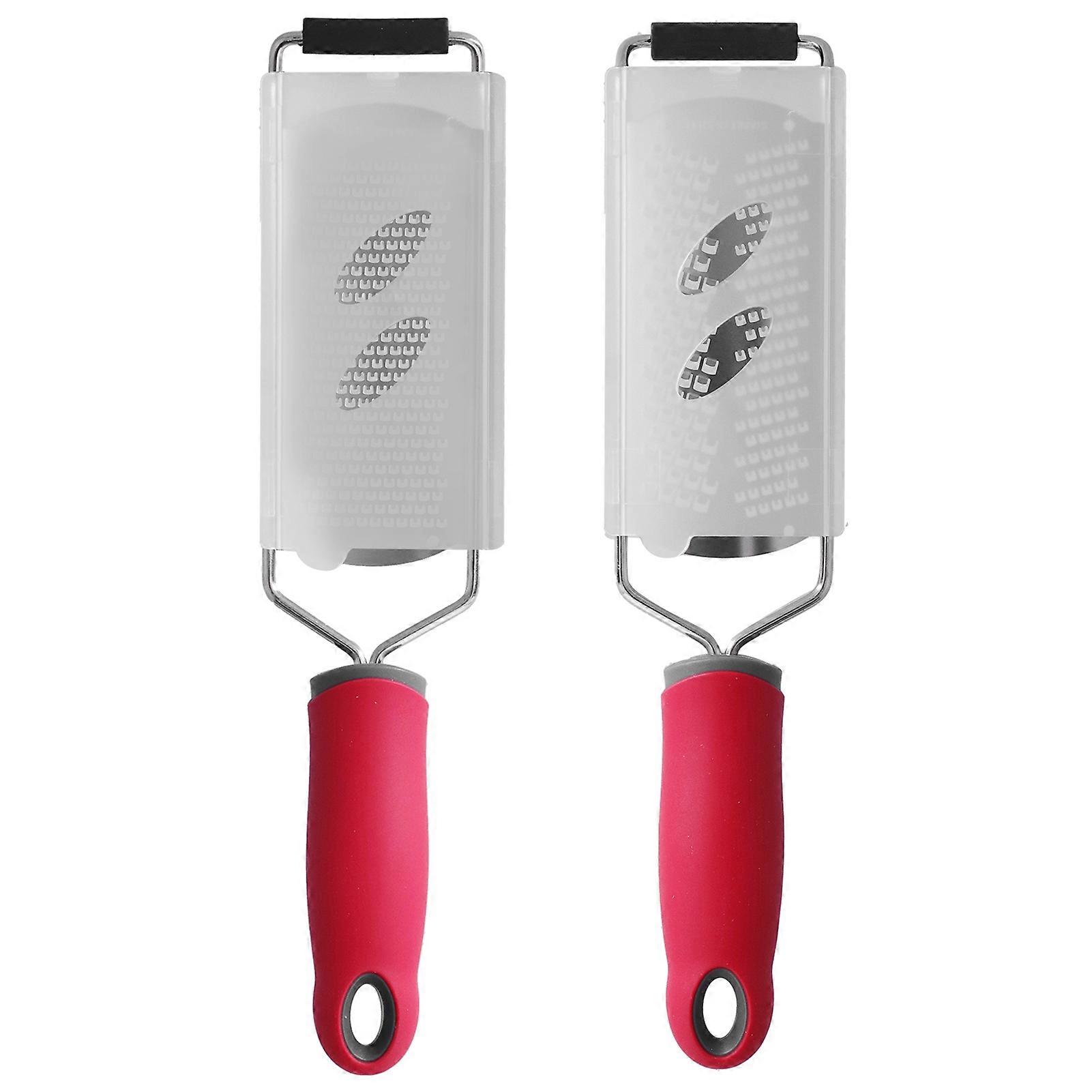 Stainless Steel Cheese Grater Multifucntional Lemon Chocolate Zester with Non Slip Handle2Pcs/Set Fine Teeth+Dual Use