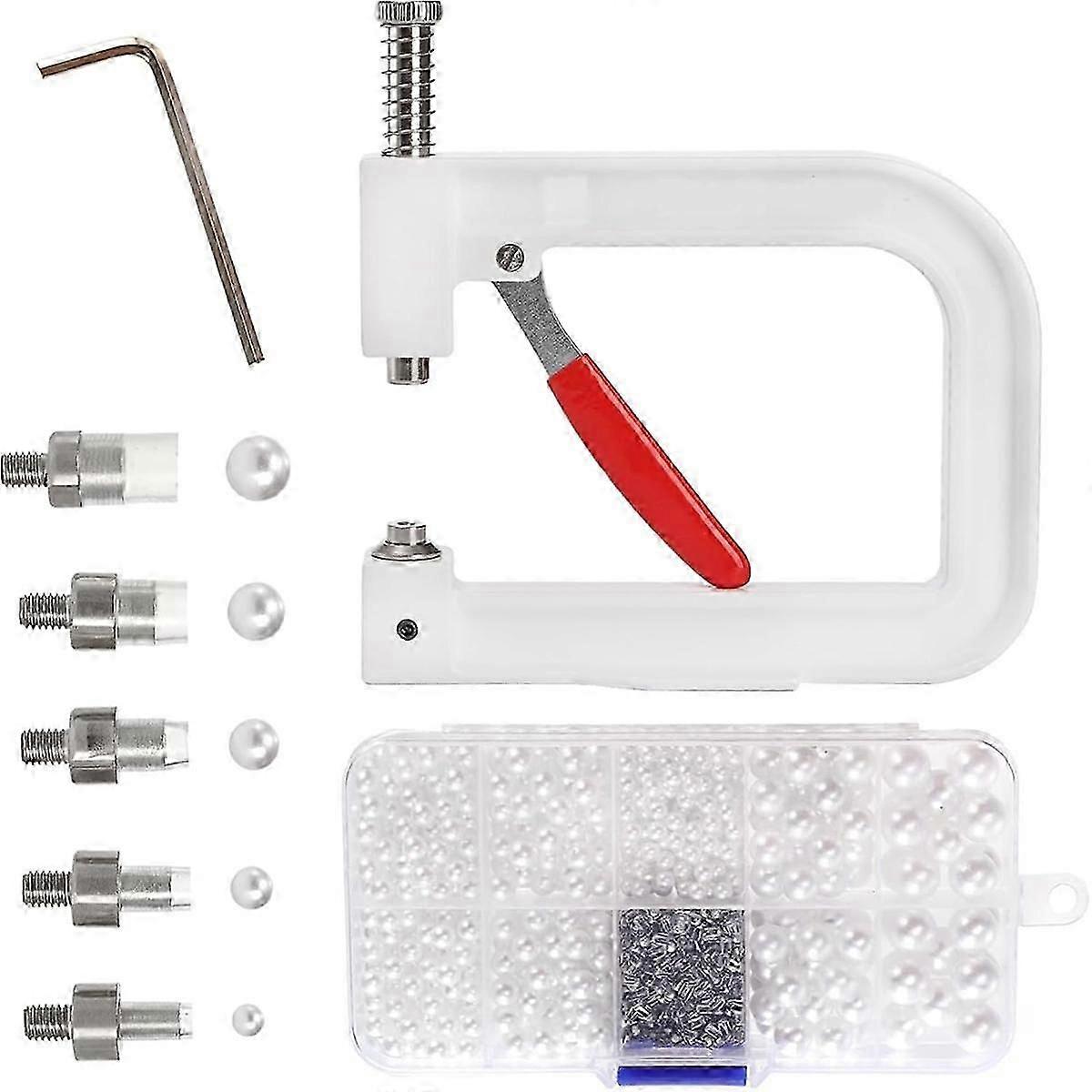 Pearl Setting Machine, Bead Rivet Fixing Machine, 5 Sizes, Hand Press Pearl Setting Tool Set for Hats, DIY Accessories