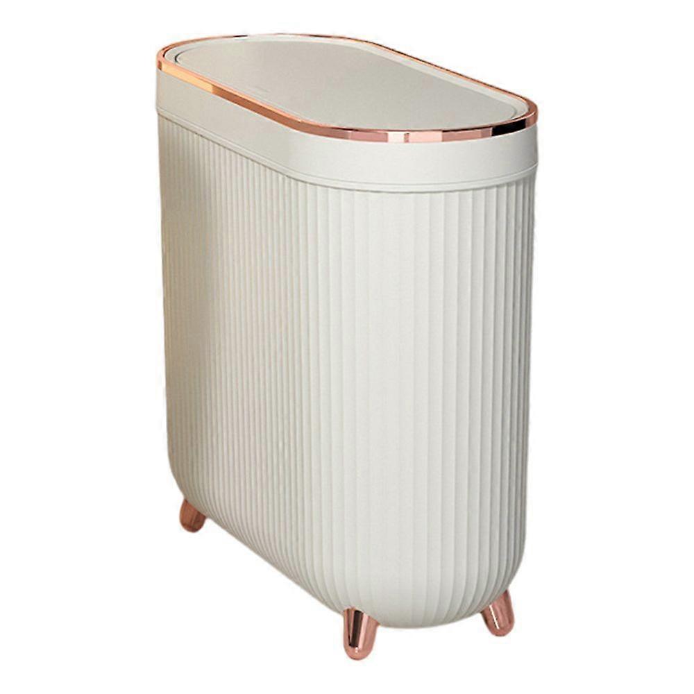 12L Bathroom Trash Can with Lid Large Capacity Dustproof Rectangular Narrow Trash Can Small Plastic Garbage Can