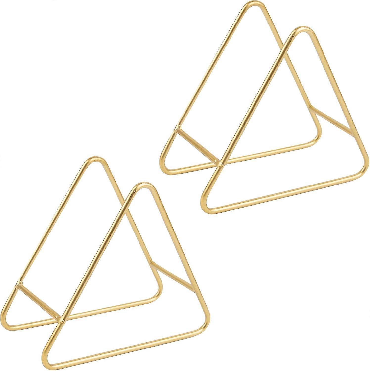 , 2 Pack Gold Coaster Holder 5.9 Inch Metal Triangle Coaster Holders Storage for Both Round and Square Coasters Fit 4 to 9 Pieces Coasters