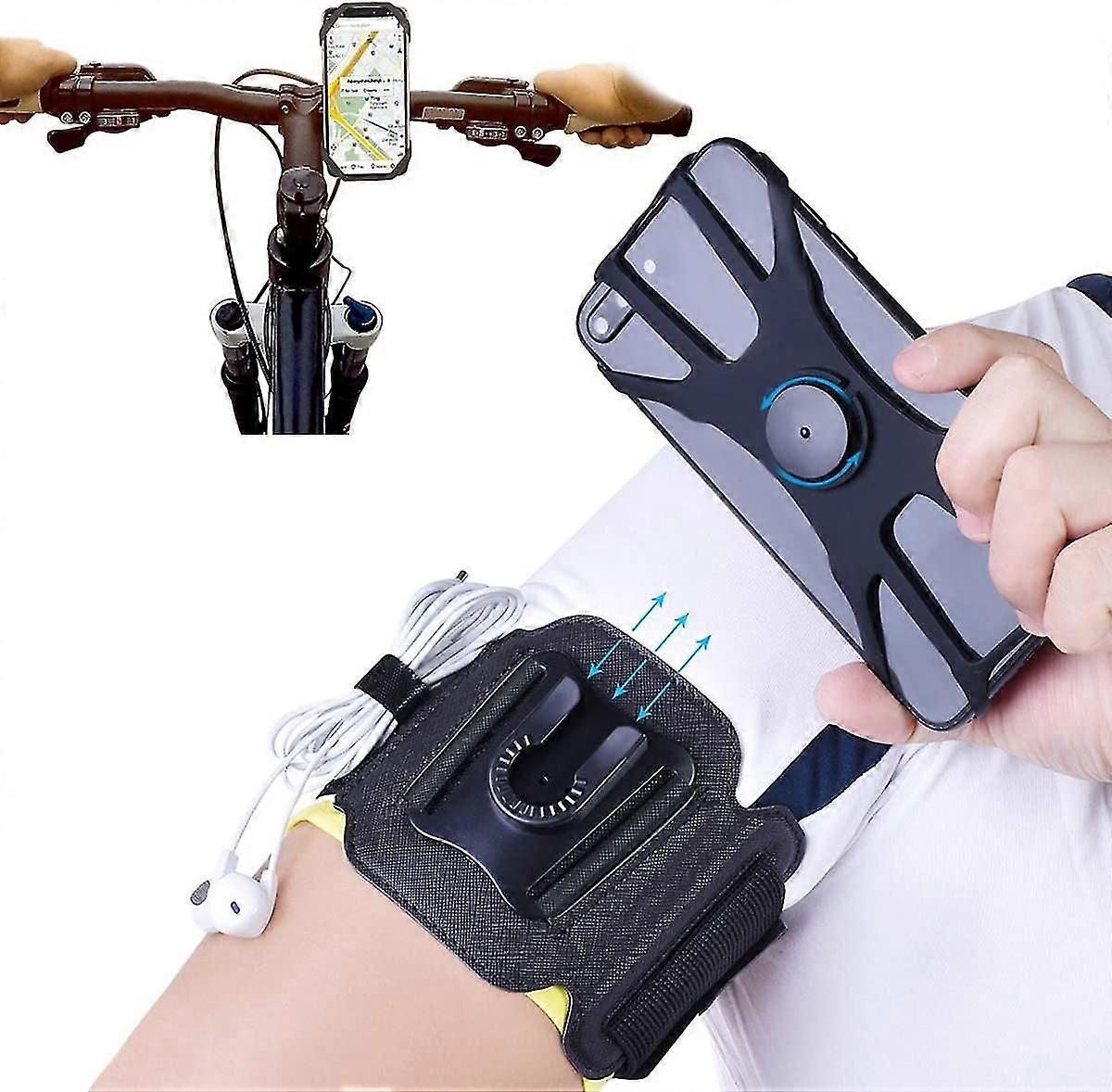 2 In 1 Running Mobile Phone Armband, Detachable ycle Mobile Phone Holder, Silicone, 360 Rotatable S Armband,3404