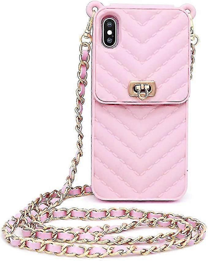 Iphone 11 Pro Max Wallet Mobile Phone Case With Neck And Messenger Chain Credit Card Slot Girl Women's Silicone Shockproof Mobile Phone Casepin