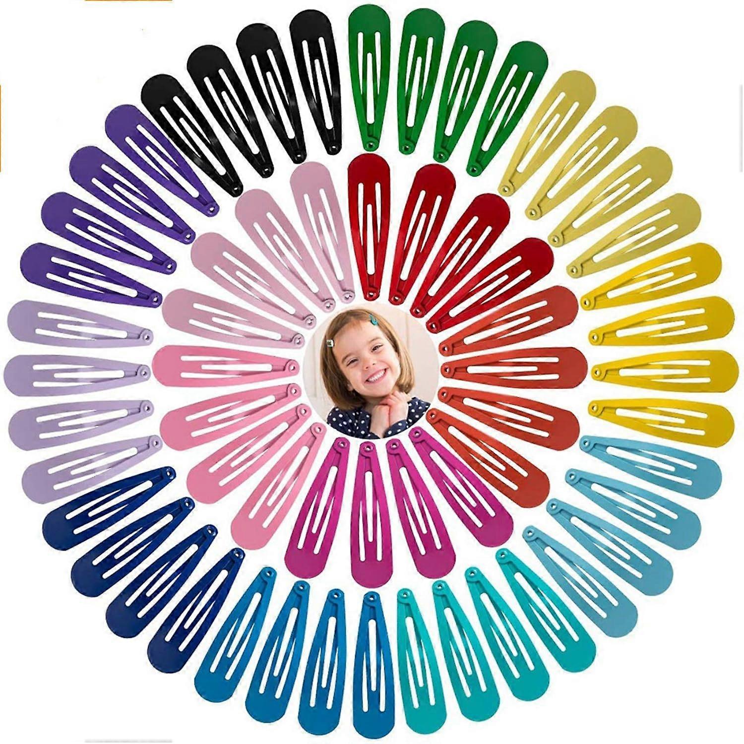 Non-Slip Snap Barrettes Solid Metal Thickly Painted