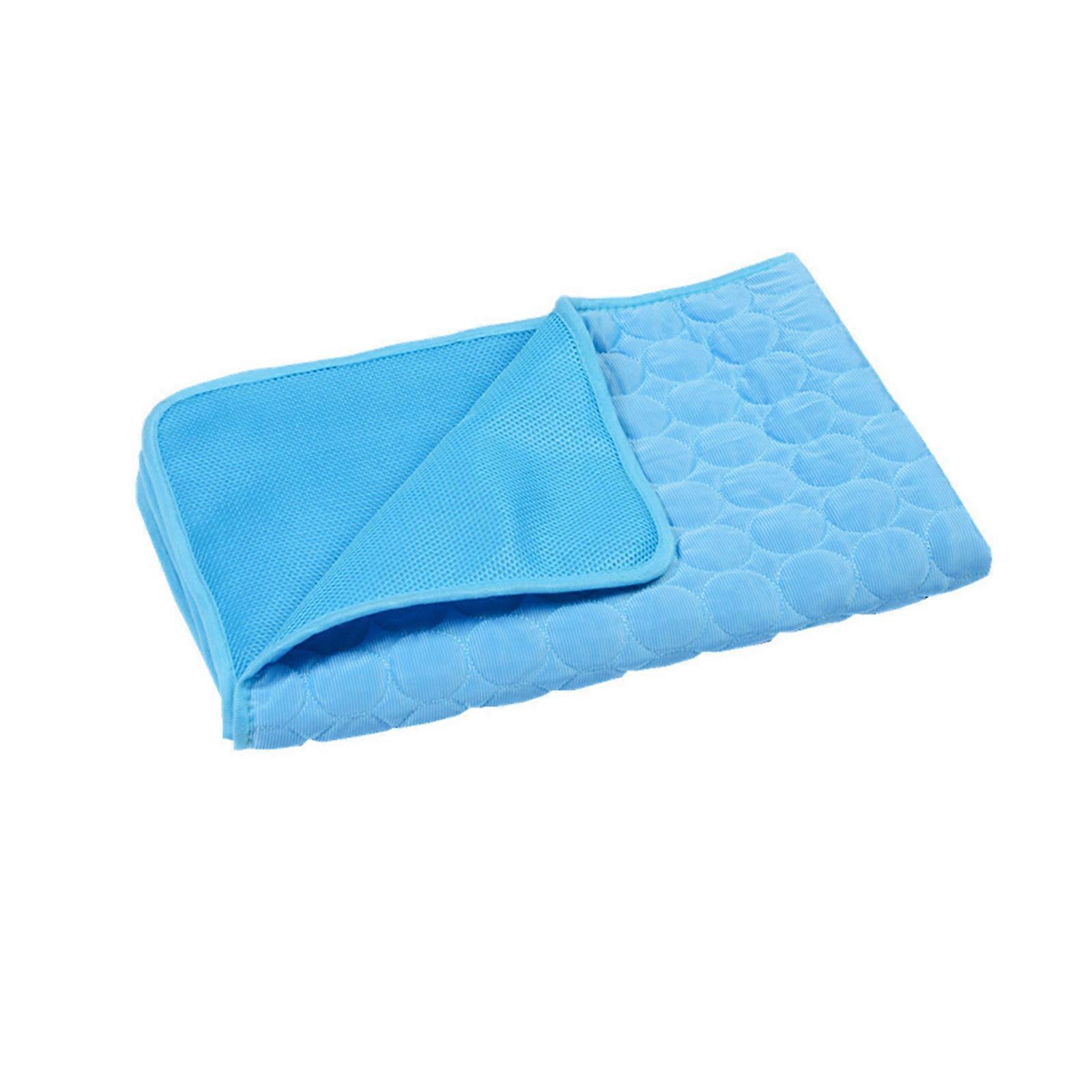 Dog Cooling Mat Self Cooling Bed Soft Pads with Anti-Slip Bottom Machine Washable Pet Mattress for Dog Summer Sleeping Navy Blue