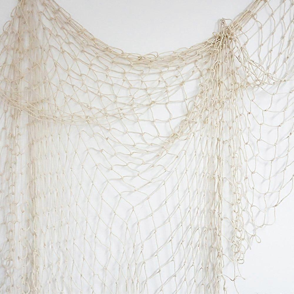 Hemp Rope net Children's Safety Net Decorative Net Fishing Net Climbing Net, 100x200CM (Beige)