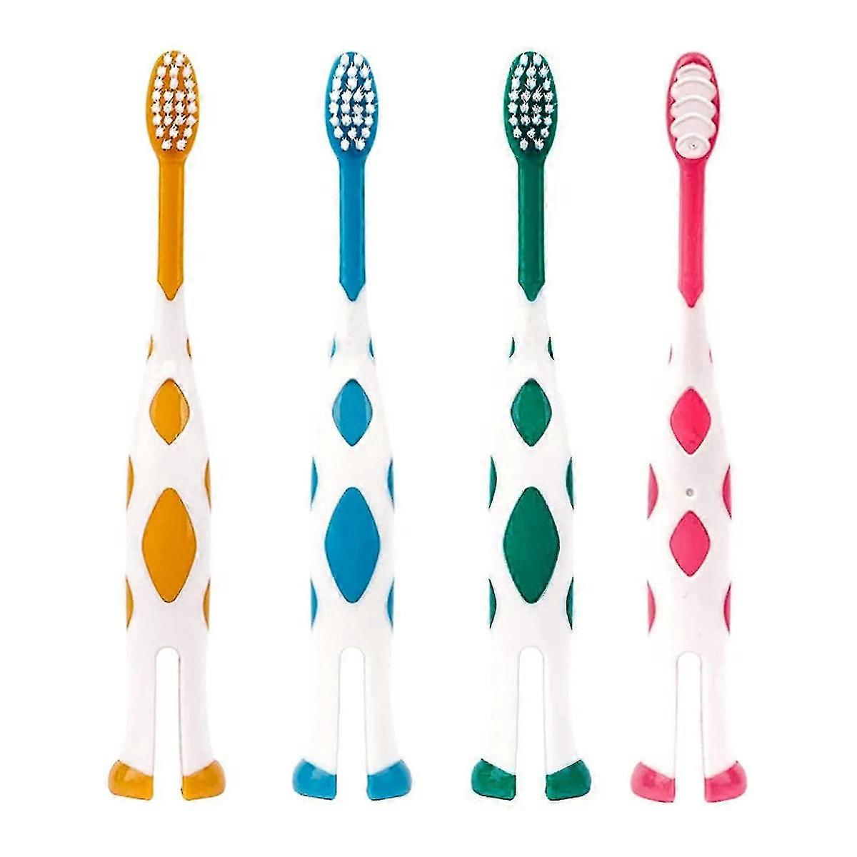 Børnetandbørster, 4-pak til børn, manuel, bløde børster