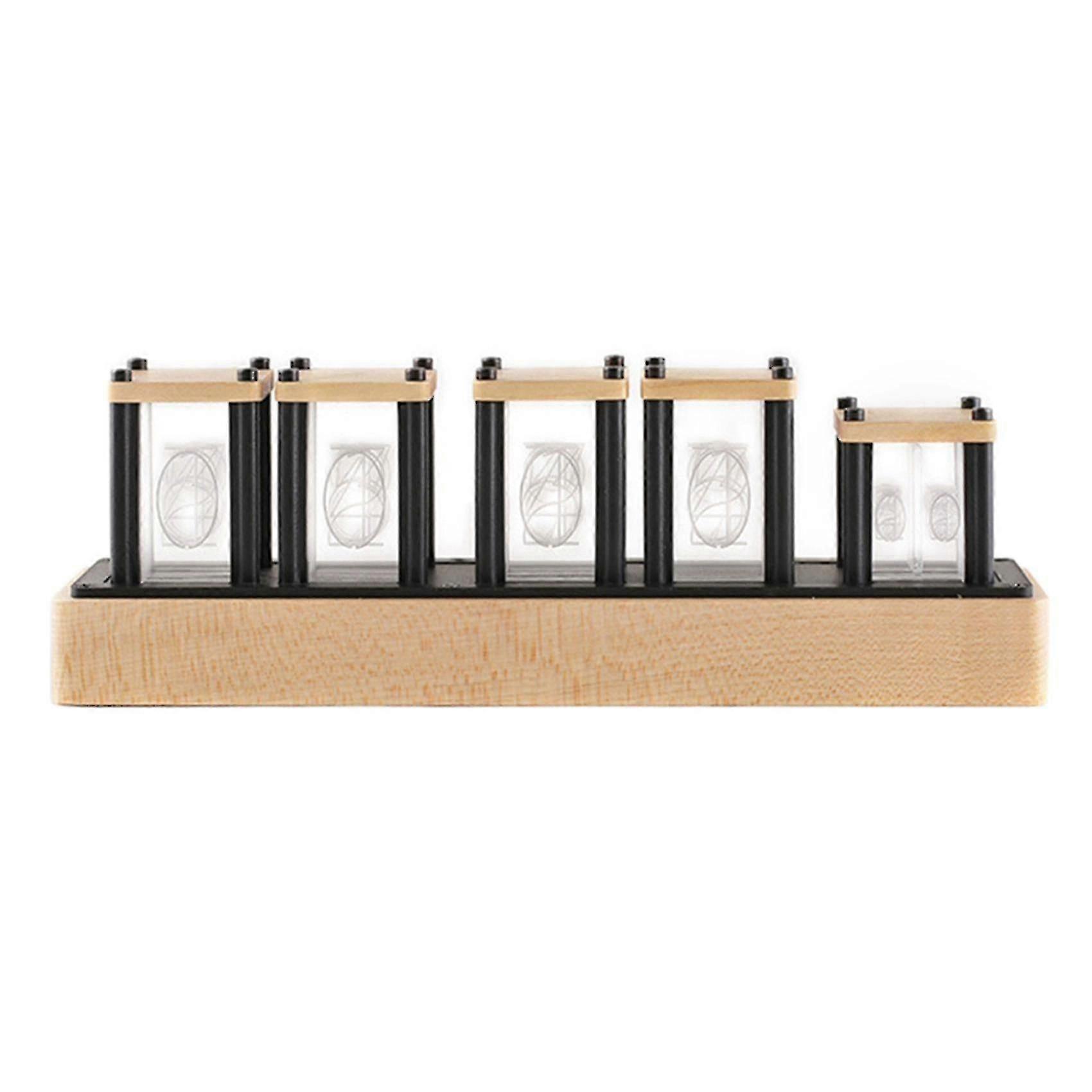 Rgb Glow Tube Clock Led Desktop Ornaments Imitation Glow Clock Diy Kit Maple Digital Clock Eu Plug