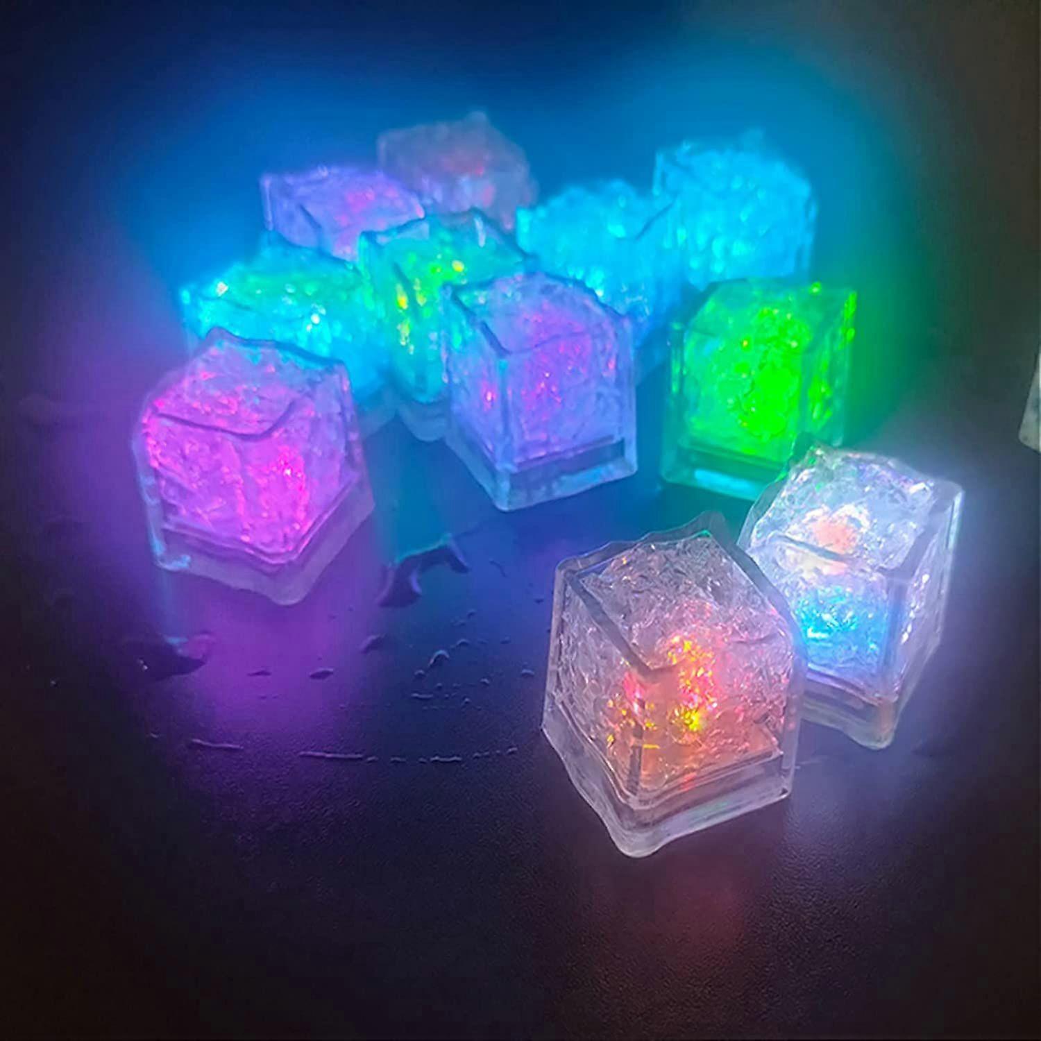 120 Pack LED Ice Cube Night Lights Multi Color Changing Slow Flash Novelty Liquid Sensor Water Submersible for for Party Wedding Bars Drinks Decoratio