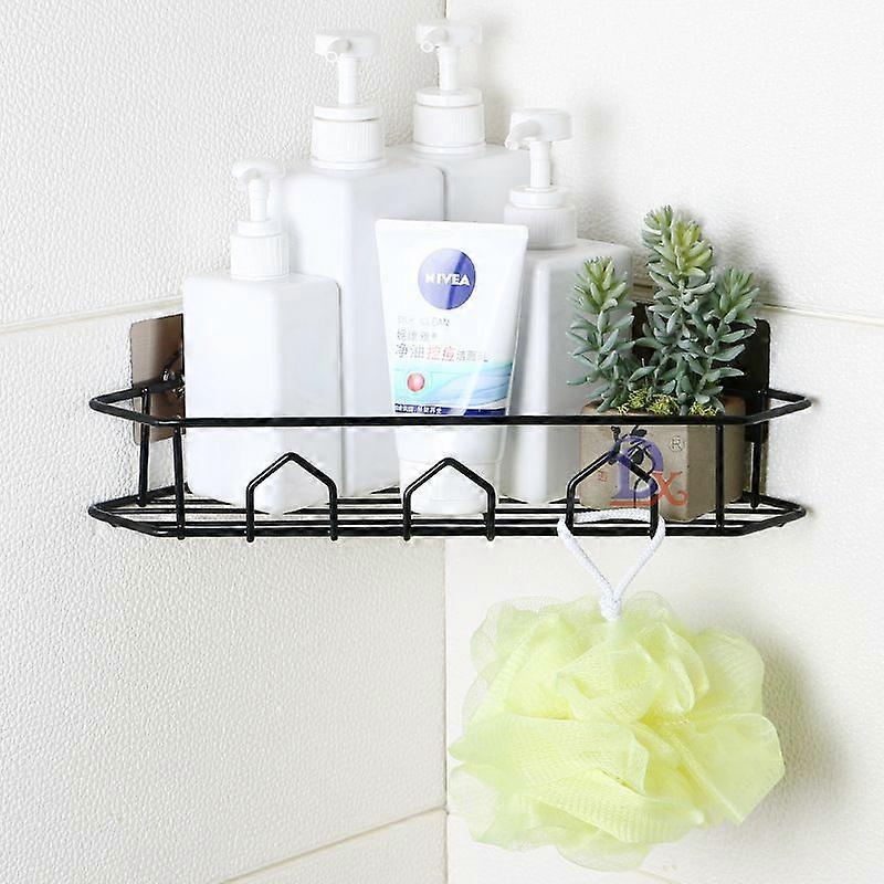Black anti-drill corner shower shelf for kitchen
