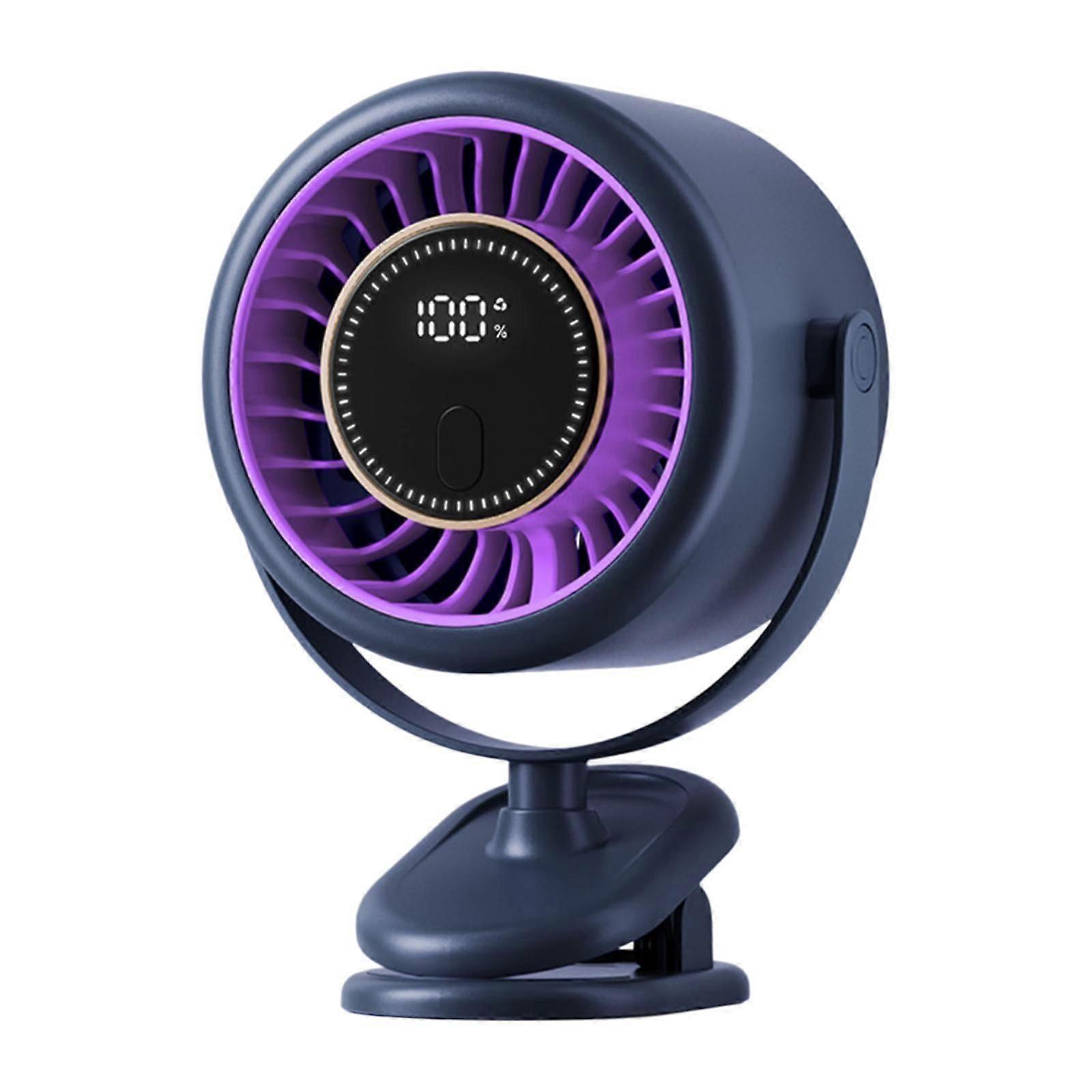 Portable Clip on Fan Digital Display Desk Cooling Fan for Golf Shelf Camping blue