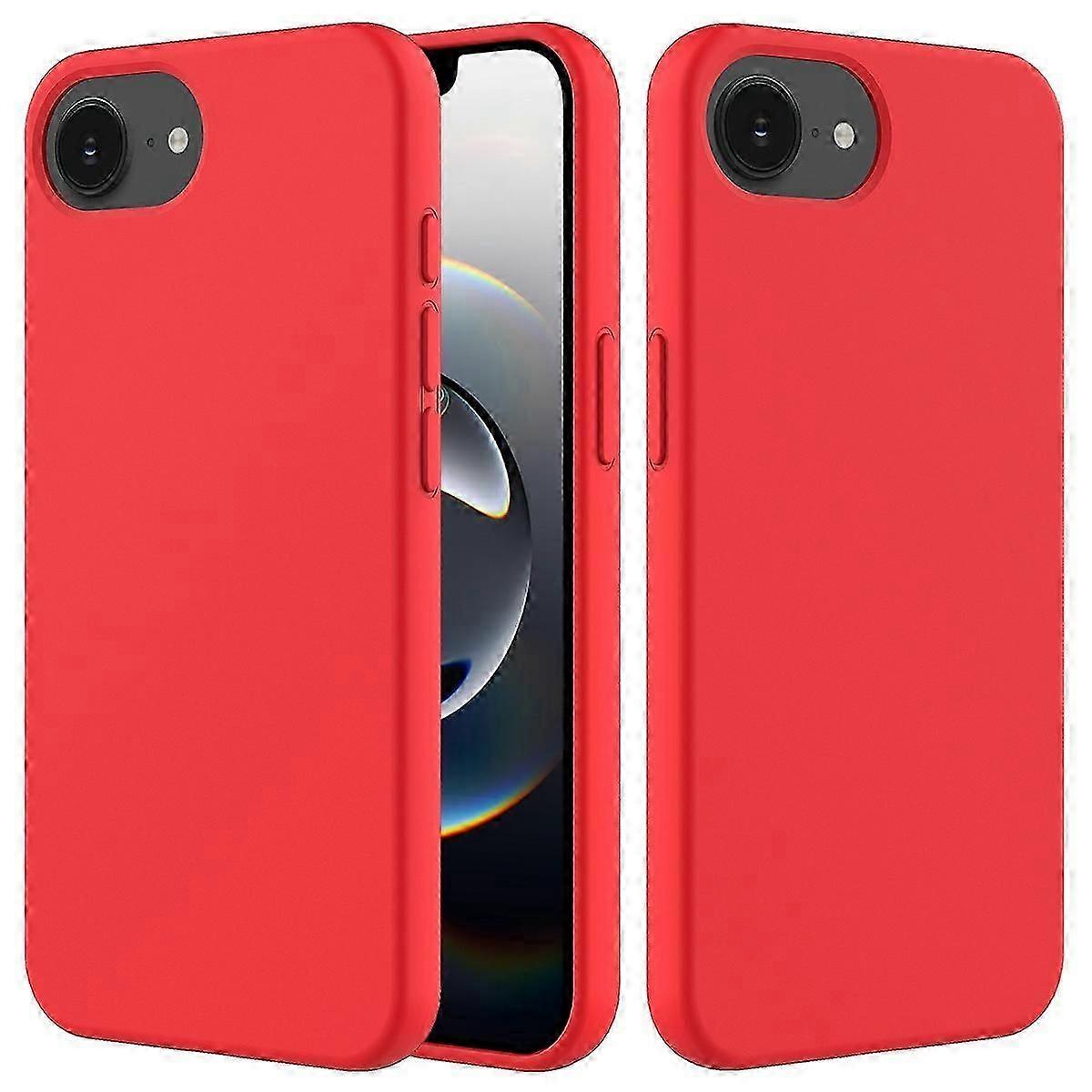 For Iphone 16e Case Drop Proof Liquid Silicone Soft Lining Back Phone Cover - Red