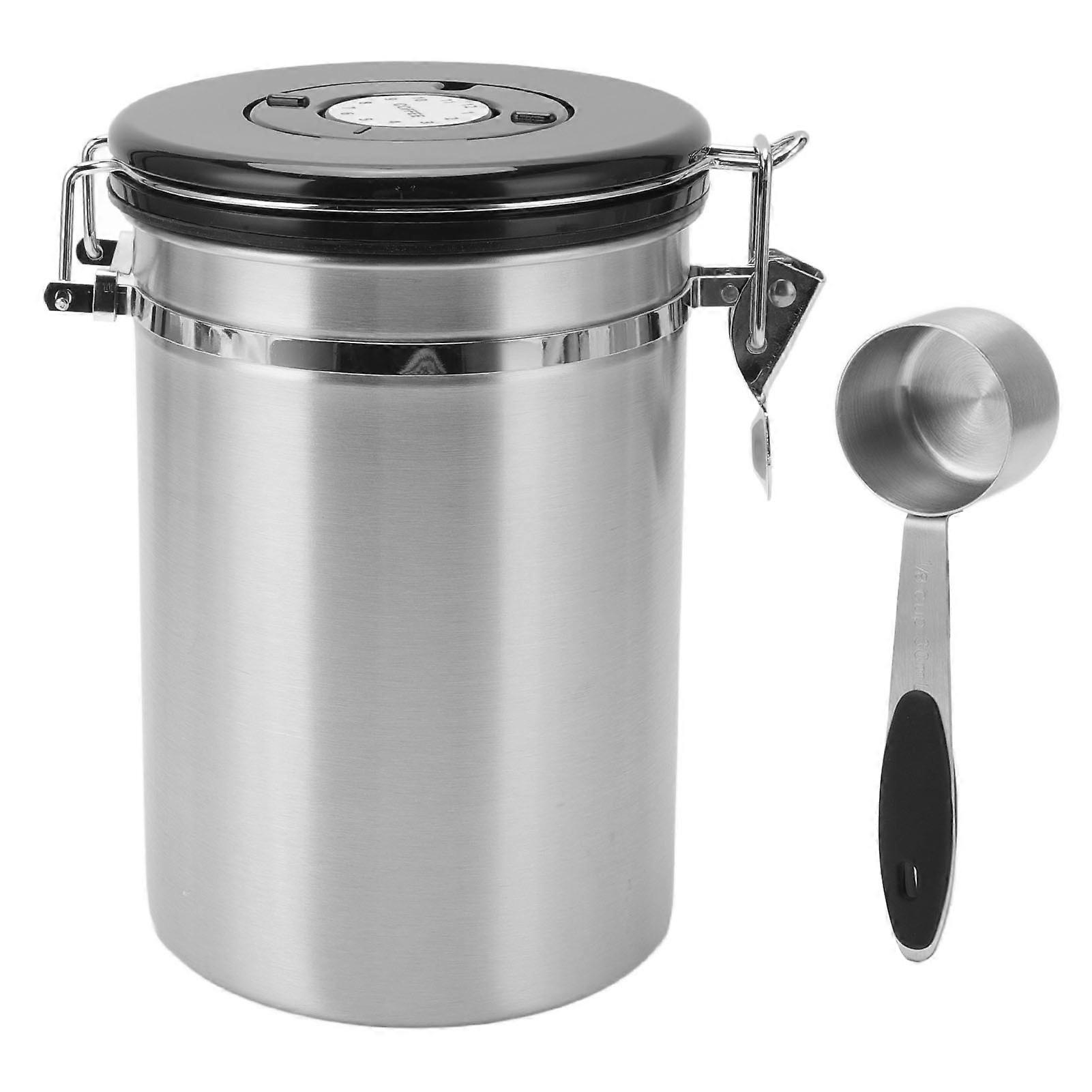 Stainless Steel Airtight Coffee Storage Container with Vacuum Seal, 16 oz, Durable and Elegant Design