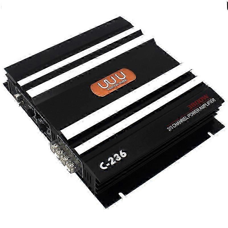 Amplificator auto de 3800 W cu 2 canale din aliaj de aluminiu negru Amplificator de putere audio stereo auto de mare putere compatibil cu subwooferul auto