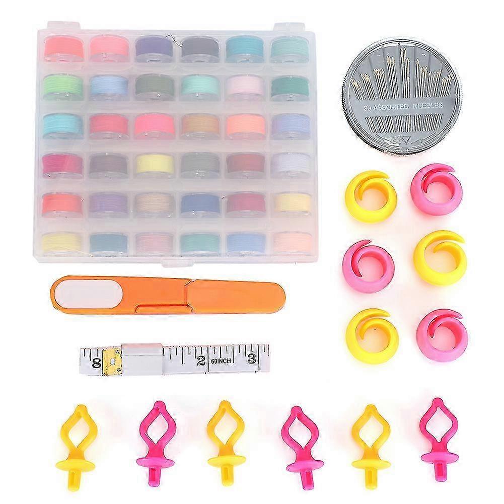 72 Grids Colour Sewing Thread Plastic Bobbin Set Needle Sewing Machine Accessories