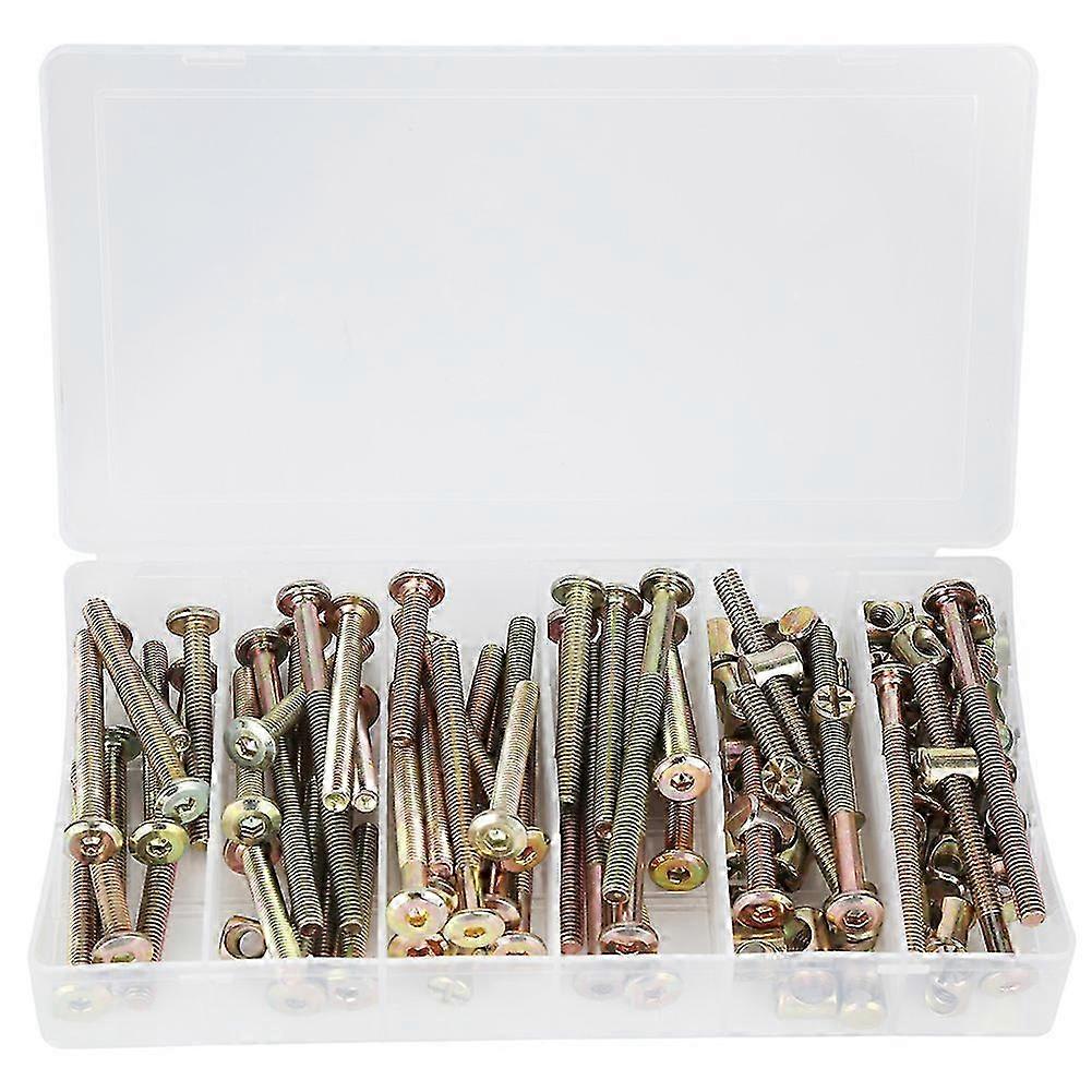 100 Pcs Screw Nut M6 Furniture Connection Galvanized Carbon Steel Screw Nut Assortment Kit