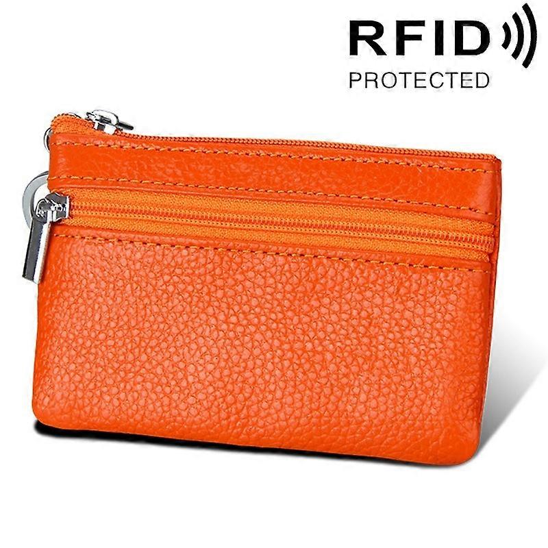 Leather Zipper Solid Color Horizontal Card Holder Wallet