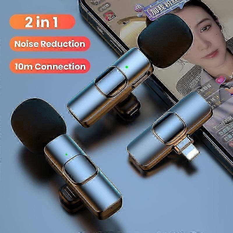 YurKem Wireless Lavalier Microphone for iPhone (Lightning&Type-c) - Portable for Audio Video Recording, Live Broadcast & Gaming on IOS/Android