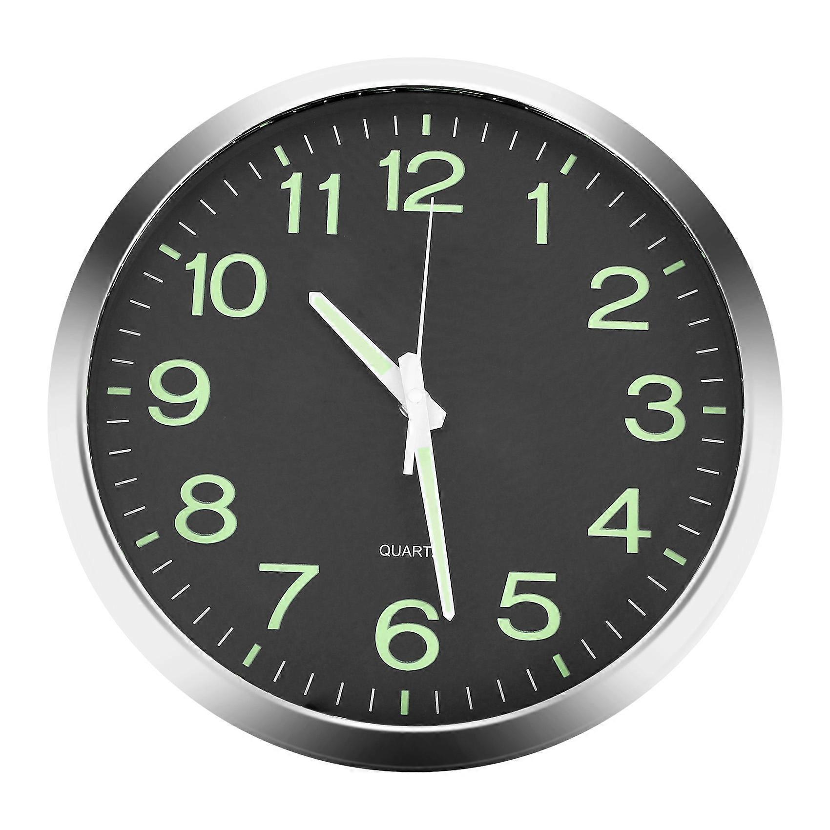 12 Inch Round Large Luminous Wall Clock Glow in the Dark -Silver