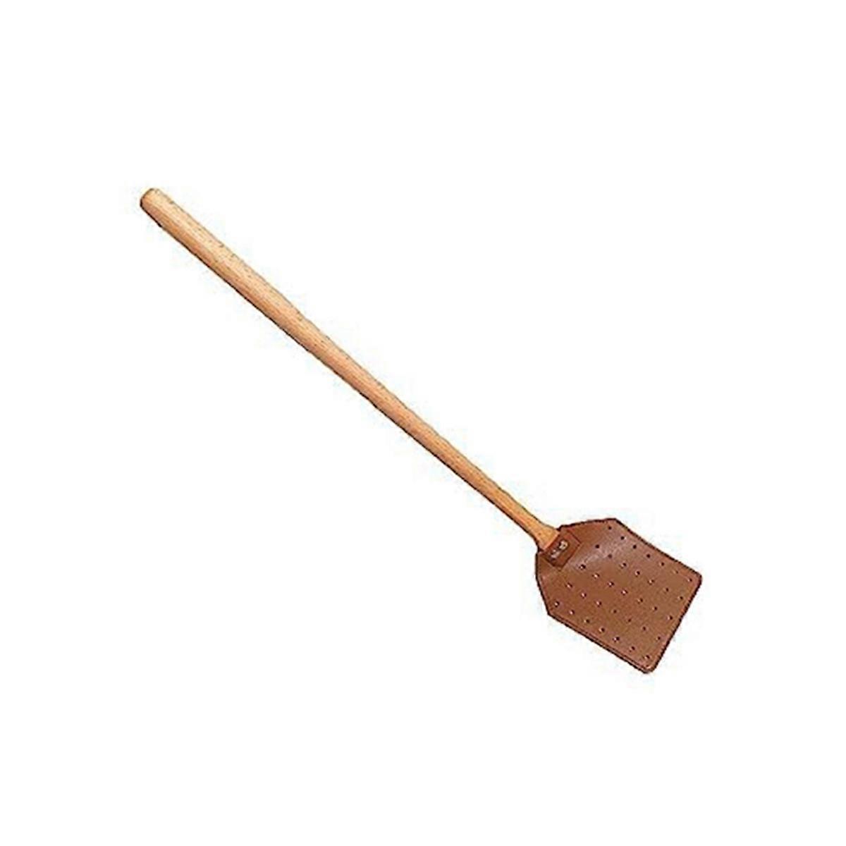 PU Leather Fly Swatter Heavy Duty Manual Fly Swatter with Wood Handle, Leather Fly Swatter for Indoo