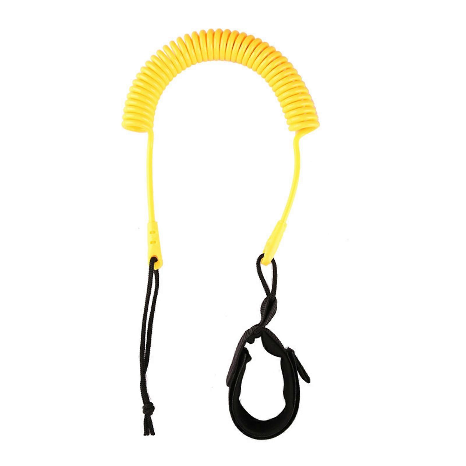 Stand-Up Paddle Board Surfboard Coiled Leash SUP Leash Leg Rope Wrist Strap with Adjustable Ankle Cuffs for Paddleboard Yellow