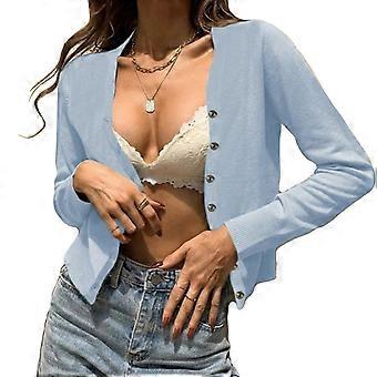 Suéter de punto para mujer Chaqueta casual de manga larga Abrigo con cuello en V cruzado delantero abierto para el día a día