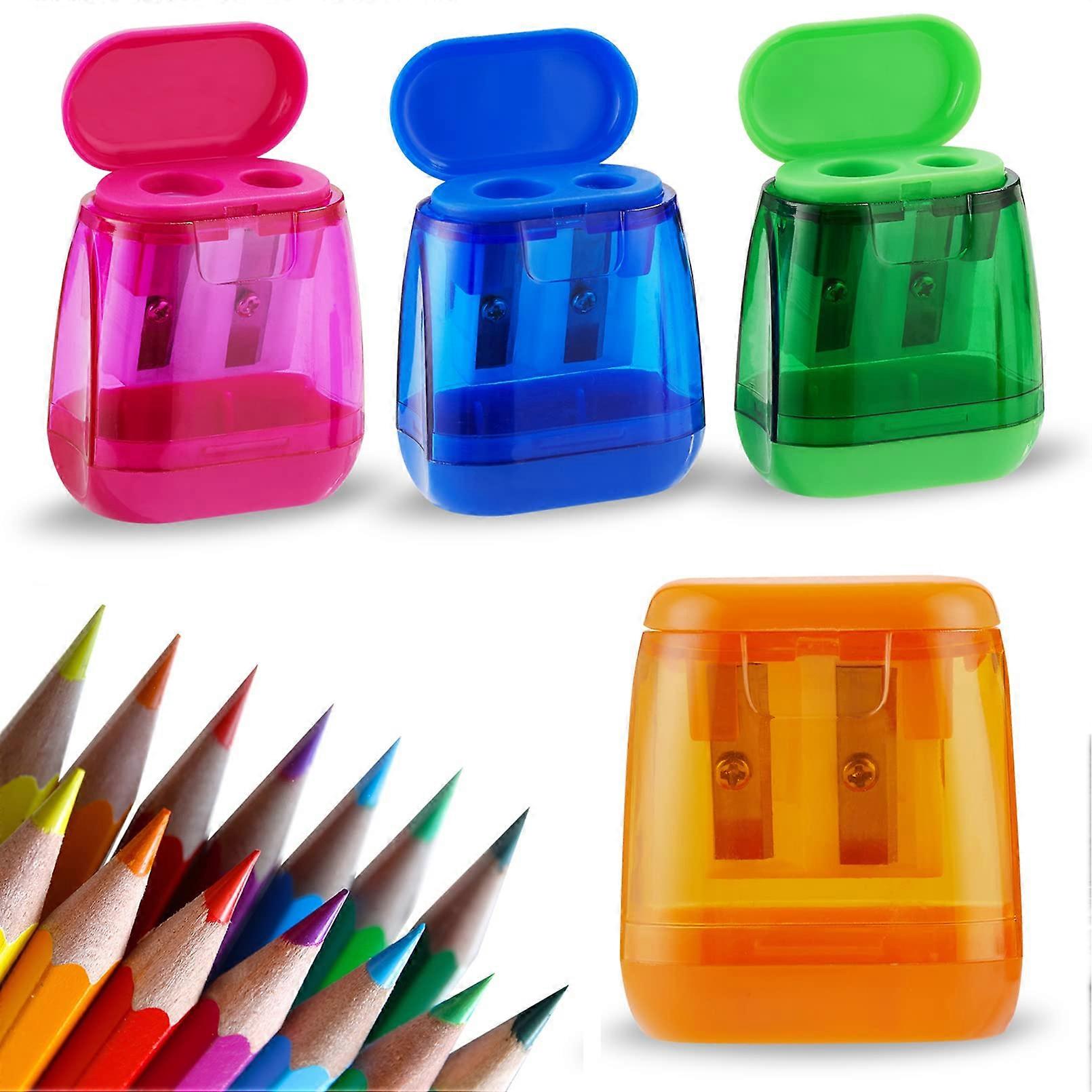 Pencil Sharpeners, 4 Pcs Manual, Dual Holes Compact Colored Handheld Adults Students