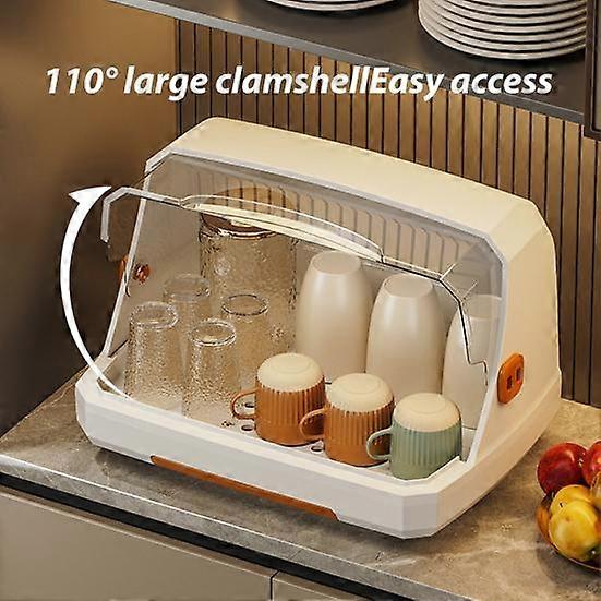 Desktop Cup Storage Box with Drainage Holes Lid Dustproof Fruits Dish Bowl Drying Rack Transparent Teacup Holder Multi-Functional Space Saver