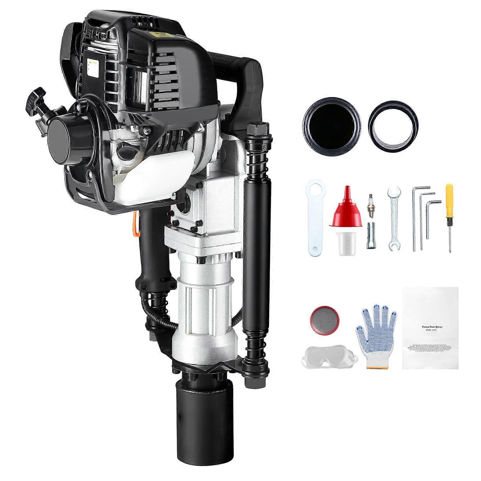 37.77cc Gás-Powered T Post Driver, 4-Stroke Motor Gasolina Cerca Empilhando Pounder, com 2 Post Driving Head (55/70 mm)