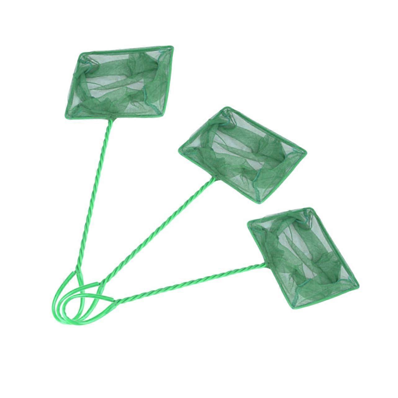 3Pcs Green Fishing Net For Aquarium, Lightweight Durable Nylon Mesh, Shrimp And Fish Catching Net Set
