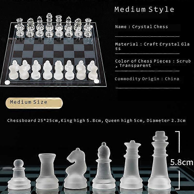 Craft Crystal Glass Luxury Chess Set Acrylic Chess Board Anti-broken Elegant Glass Chess Pieces Board Game Family Chess Game Set